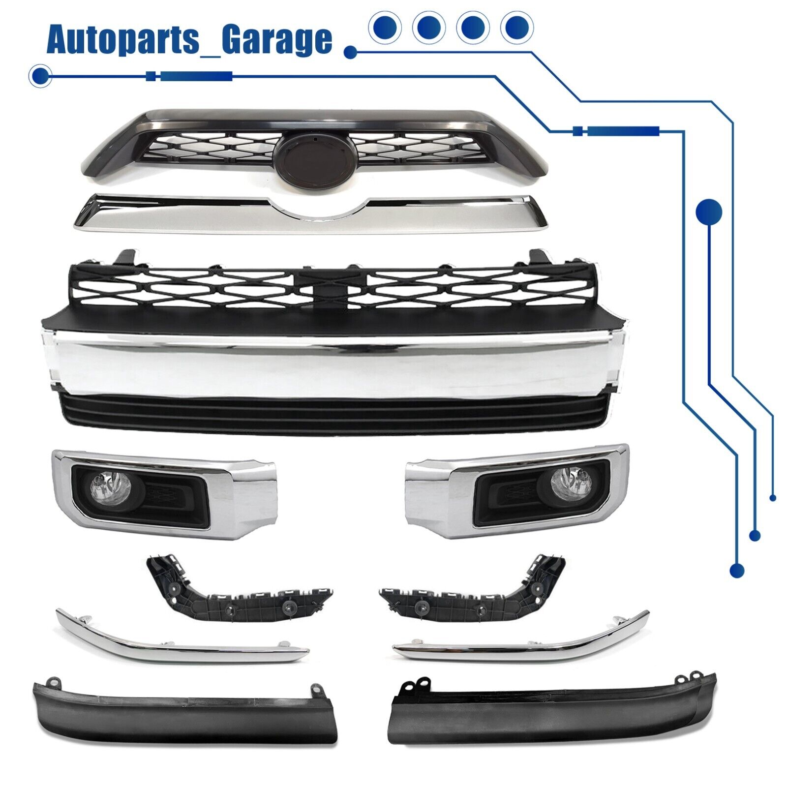 For 2014 - 2019 Toyota 4Runner Limited Front Bumper Grille Assembly Body Kits