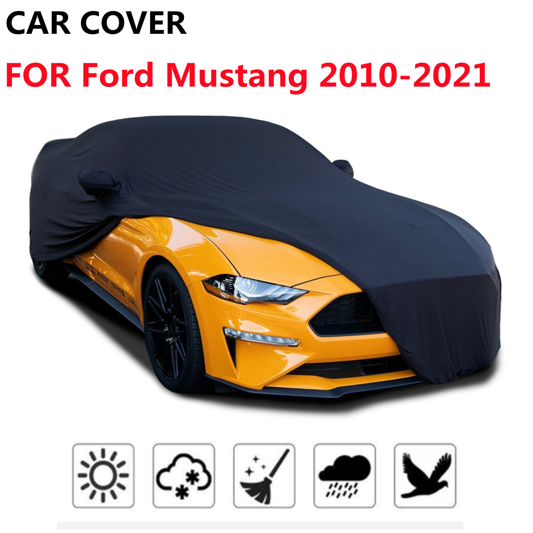 Black Indoor&Outdoor Car Cover Stain Stretch Dustproof For Ford Mustang 2010-21