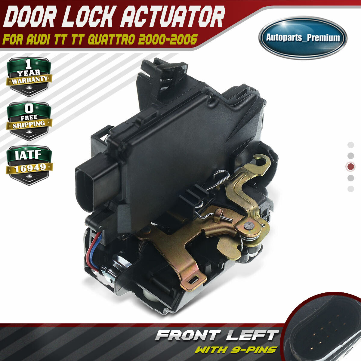 Front Left Driver Side Door Lock Actuator for Audi TT Quattro 2000-2006 9 Pins