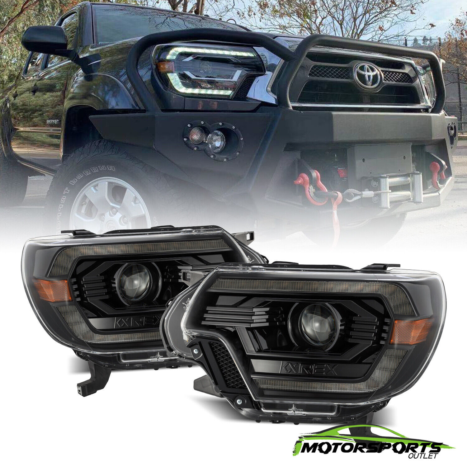 Fit 12-15 Toyota Tacoma PRO-Series Projector Headlights Replacement Alpha-Black