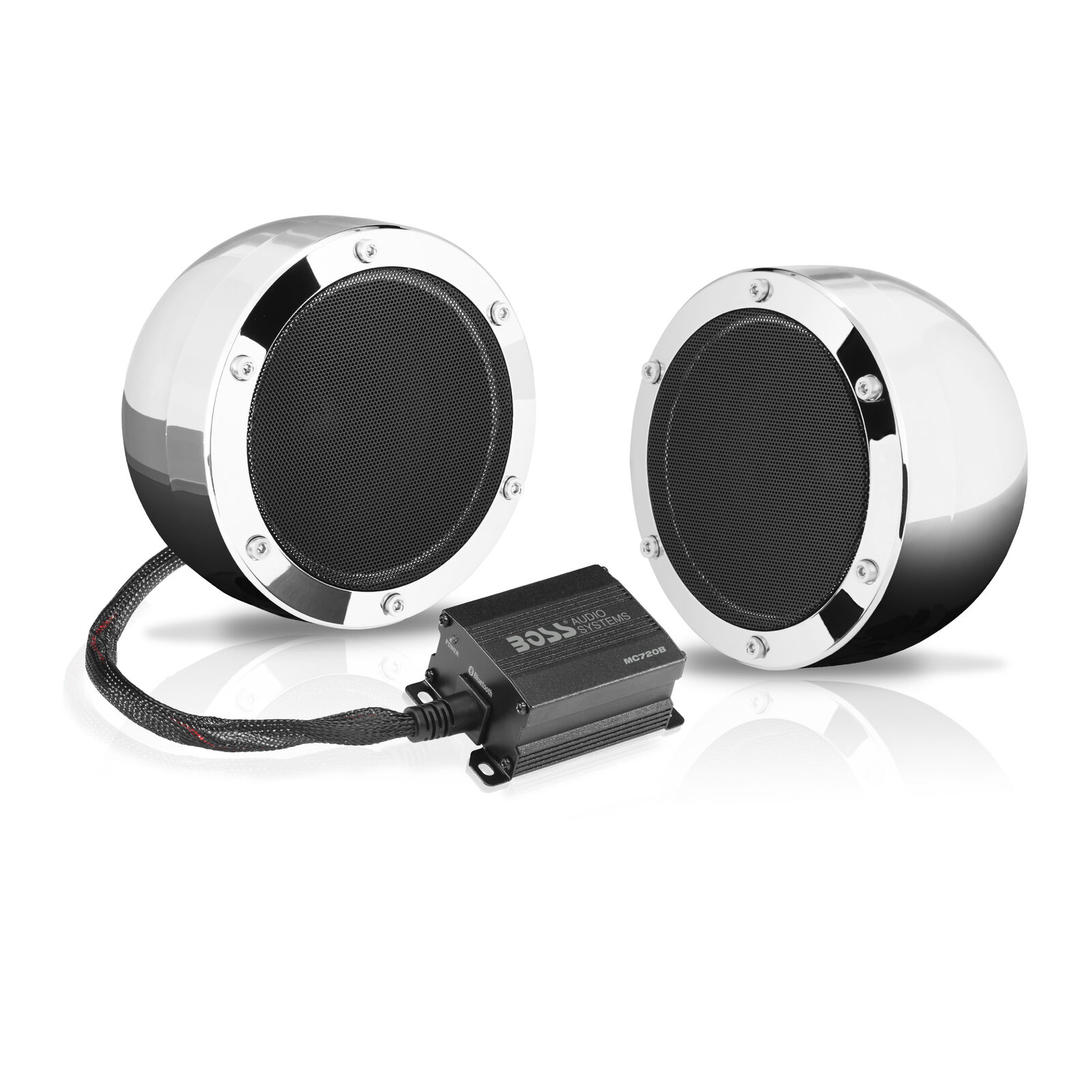 BOSS Audio Systems MC720B 4” Motorcycle Speakers & 2 CH Amplifier – Bluetooth