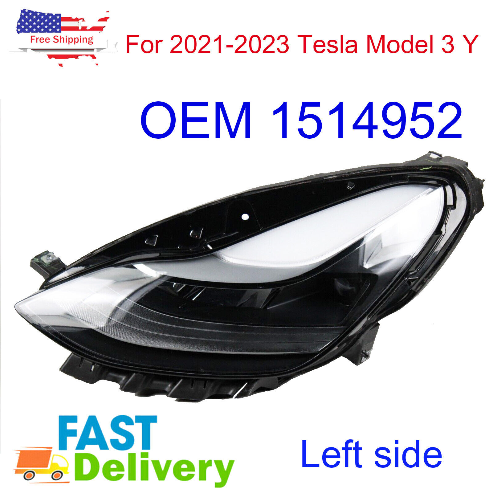 For 2021-2023 Tesla Model 3 Y Driver Left LH Side Headlight OEM New US Stock