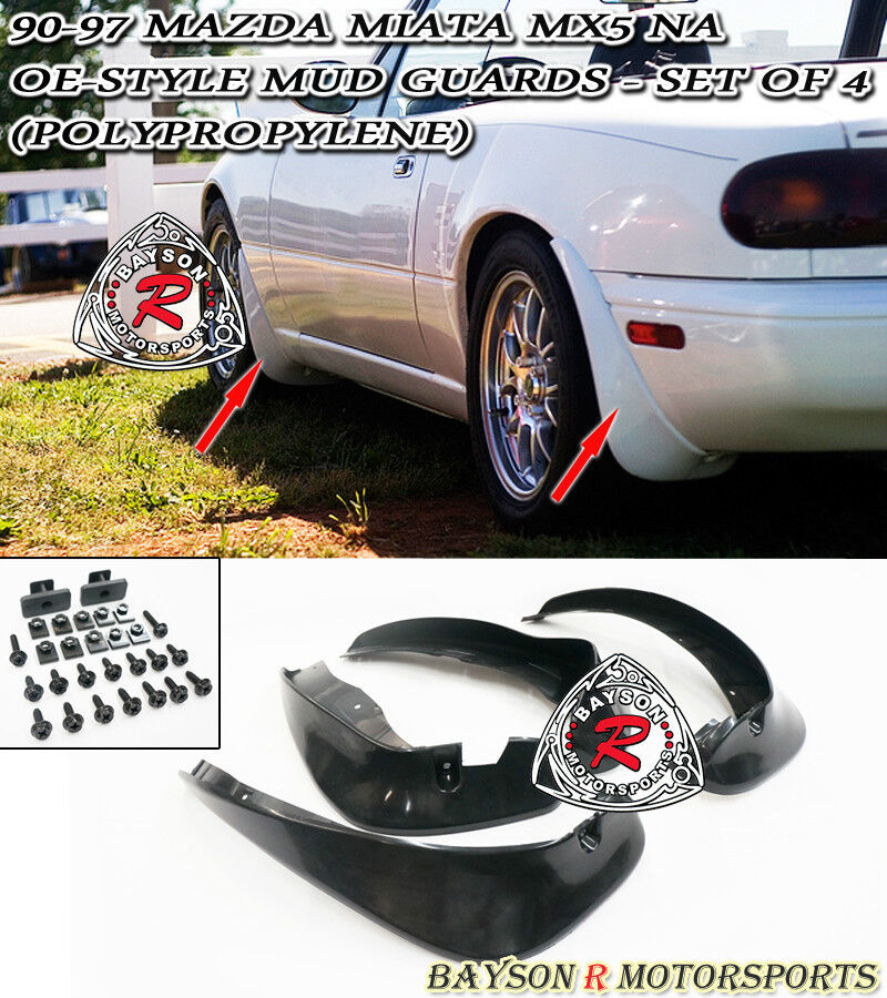 Fits 90-97 Mazda Miata MX-5 NA JDM Design Mud Flap Splash Guards Kit (Set of 4)