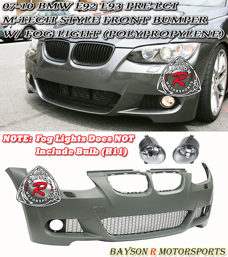 Fits 07-10 BMW E92/E93 2dr (Pre-LCI) M-Tech-Style Front Bumper Cover + Fog Light