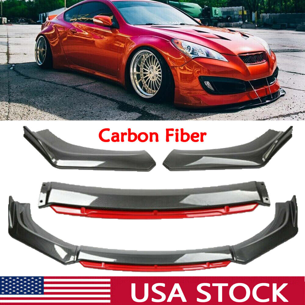Carbon Front Bumper Lip Spoiler Splitter Kit For Hyundai Genesis Coupe 2010-2016