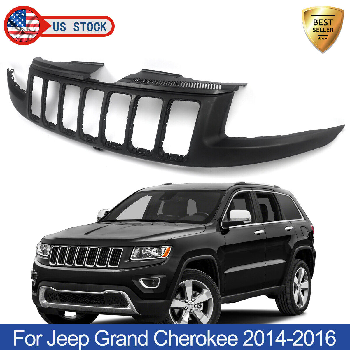For Jeep Grand Cherokee SRT8 2014-2016 Front Bumper Upper Grille Grill Frame