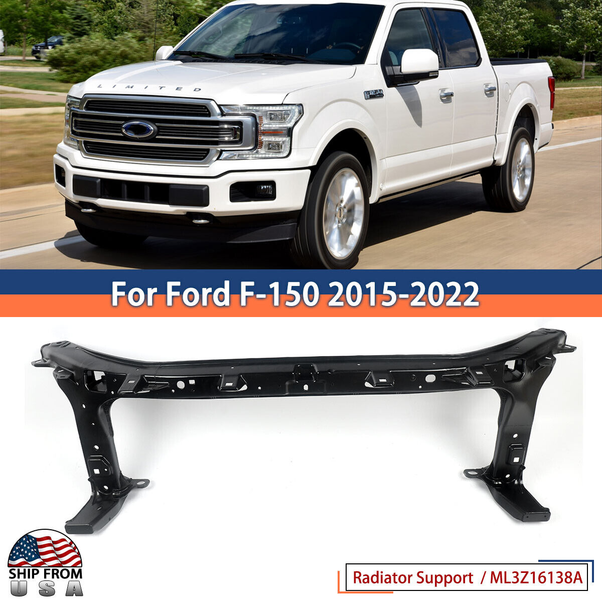 For 2015-2022 Ford F150 FL3Z16138A Front Radiator Core Support Upper ML3Z16138A