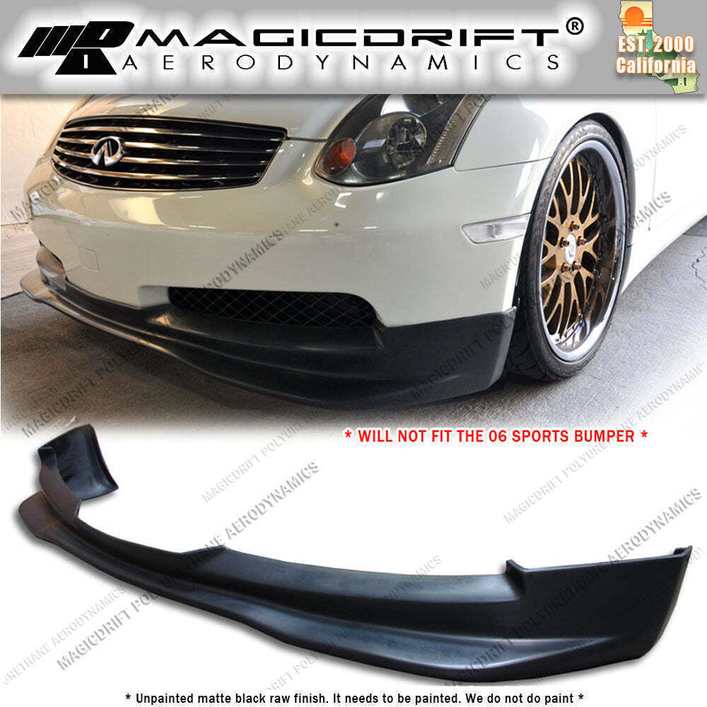 For 03 04 05 06 INFINITI G35 COUPE GT STYLE FRONT BUMPER LIP SPOILER URETHANE