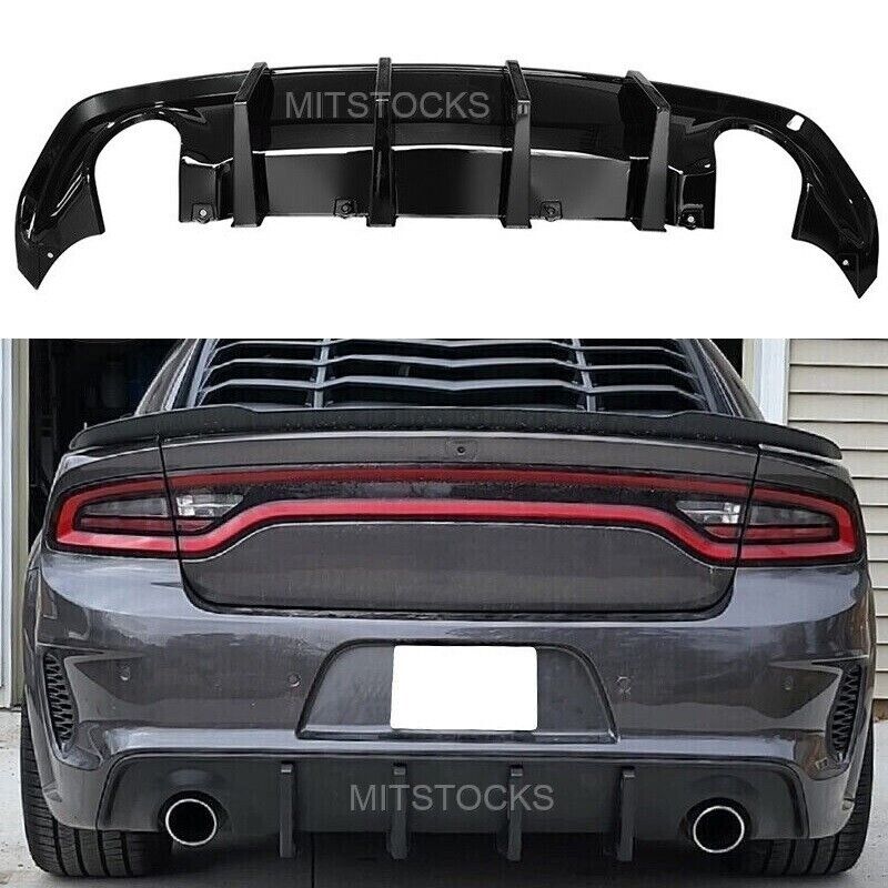 Fits 20-22 Dodge Charger Widebody Rear Bumper Lip Diffuser Painted Gloss Black