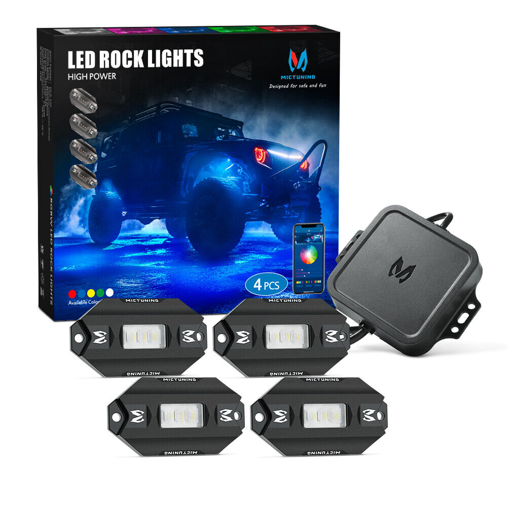 MICTUNING C1 C2 LED Rock Lights RGBW Offroad Underglow Neon Lights Bluetooth APP