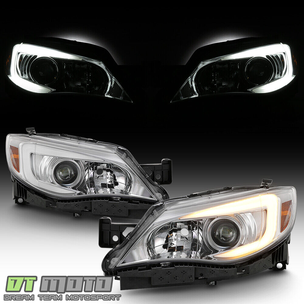 For 2008-2014 Subaru Impreza WRX Chrome LED DRL Switchback Projector Headlights