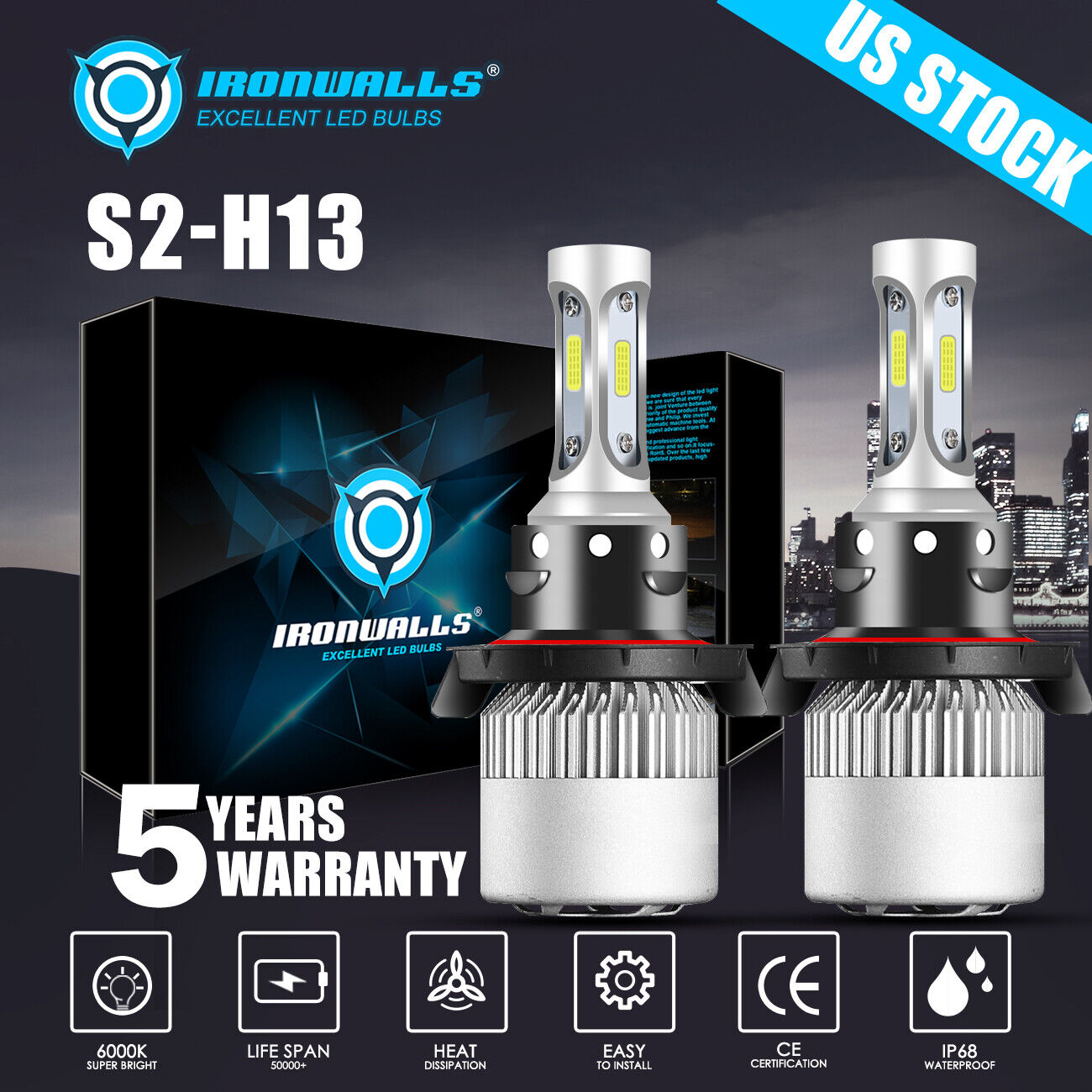 H13 LED Headlight Bulbs For Ford F150 2004-2014 F-250 F-350 Super Duty 2005-2020