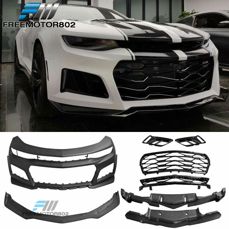 Fits 16-18 Chevrolet Camaro ZL1 Style Front Bumper Cover w/ Lip & Grille - PP