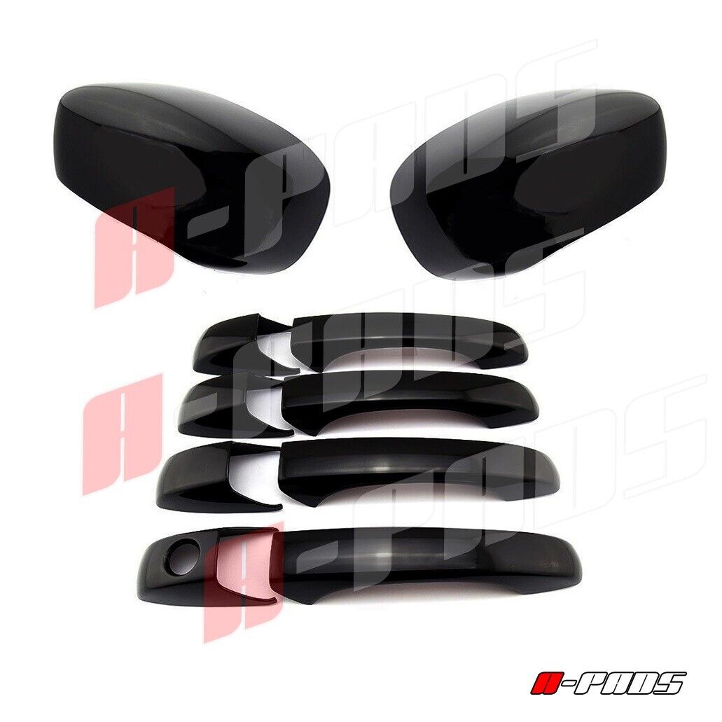 FOR DODGE MAGNUM 2006 07 08 MIRROR (STICK OVER)+4 DOOR HANDLE BLACK GLOSS COVER