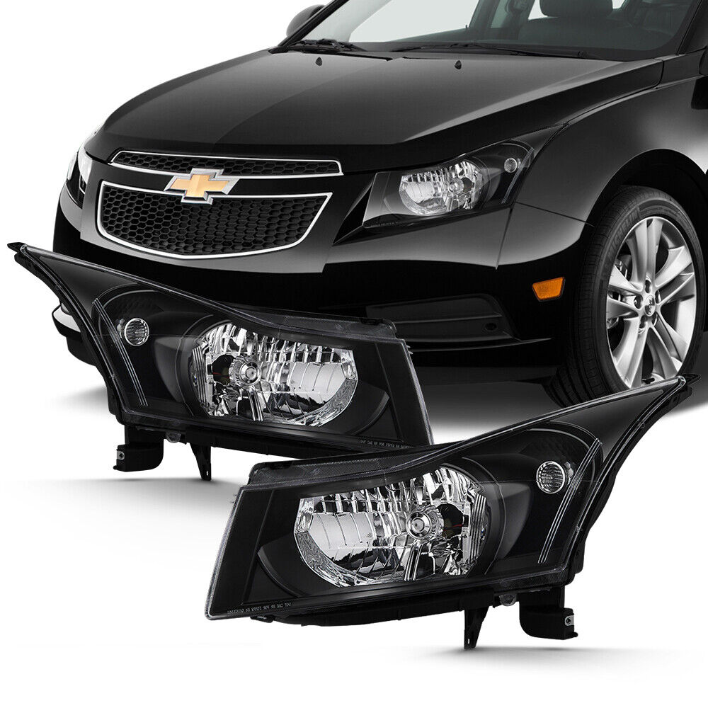 2011-2015 Chevrolet Cruze LS LT LTZ Eco Turbo Black Front Headlights LEFT+RIGHT