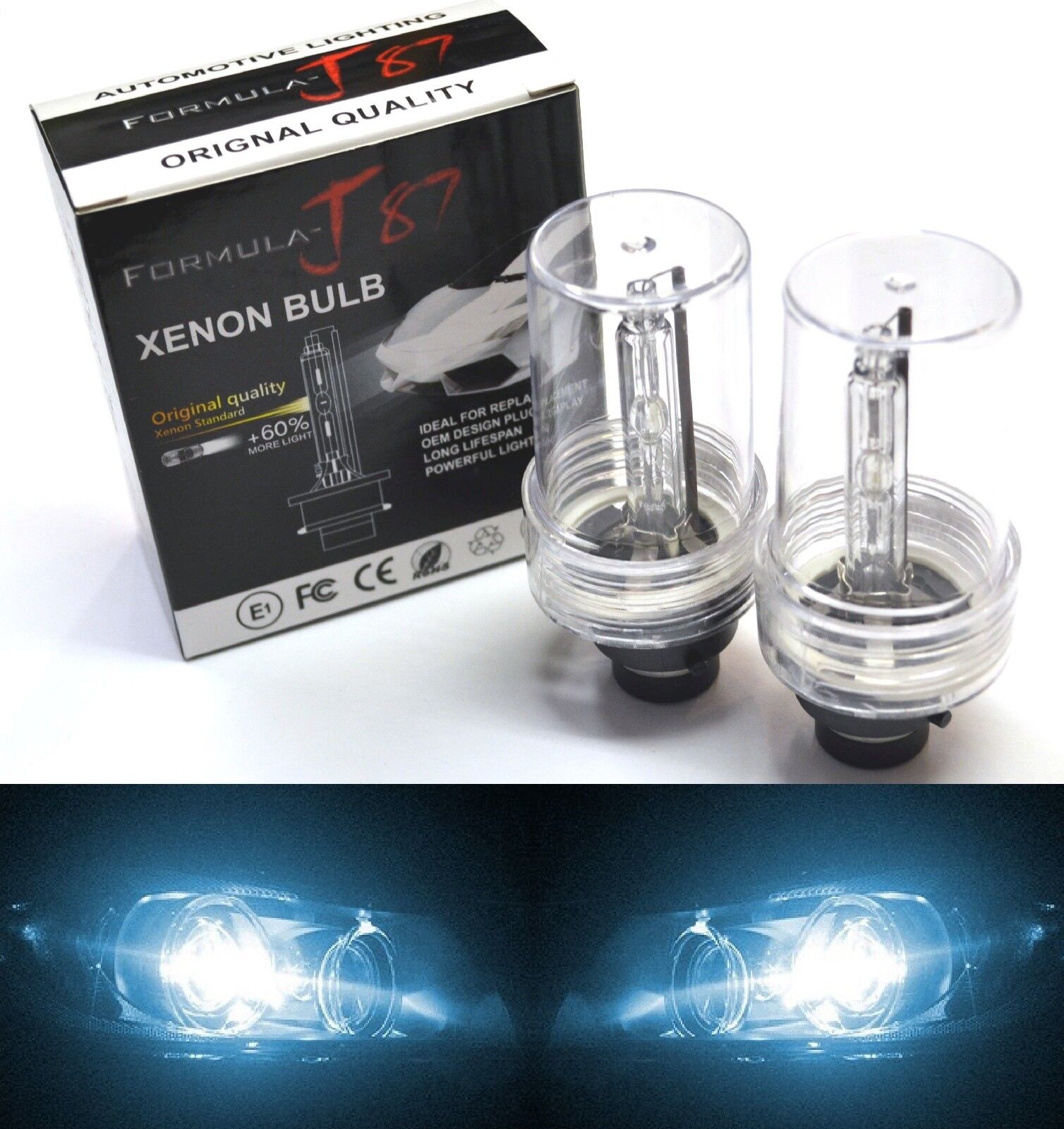 HID Xenon D2S Two Bulbs Head Light 8000K Icy Blue Bi-Xenon Replacement Low Beam