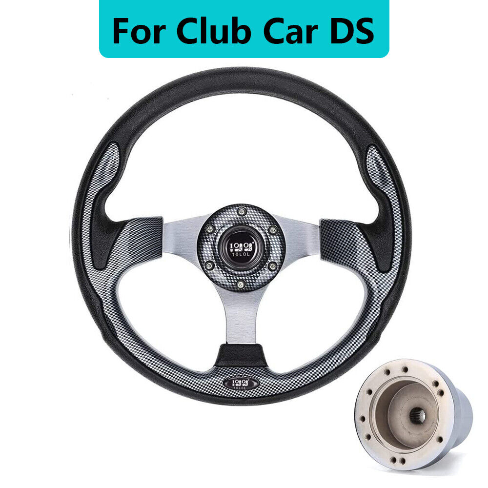 10L0L Golf Cart Steering Wheel and Adapter for Club Car DS Carts -Carbon Fiber