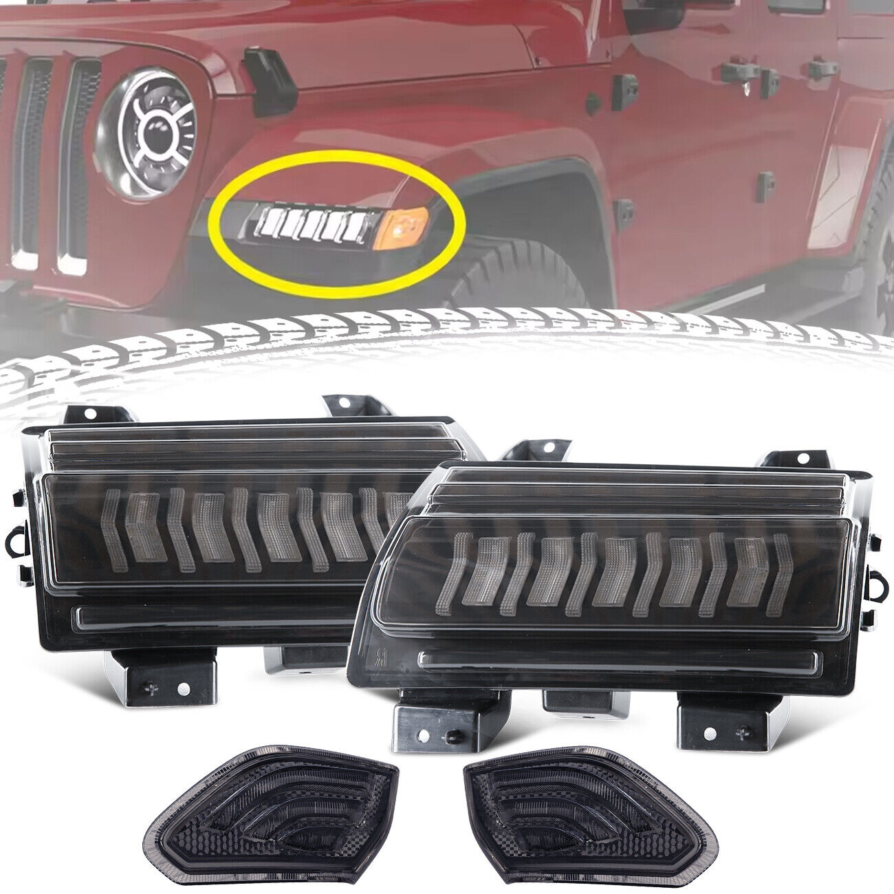 LED Turn Signals Lights Kit For Jeep Wrangler JL Rubicon Gladiator JT 2018+ 