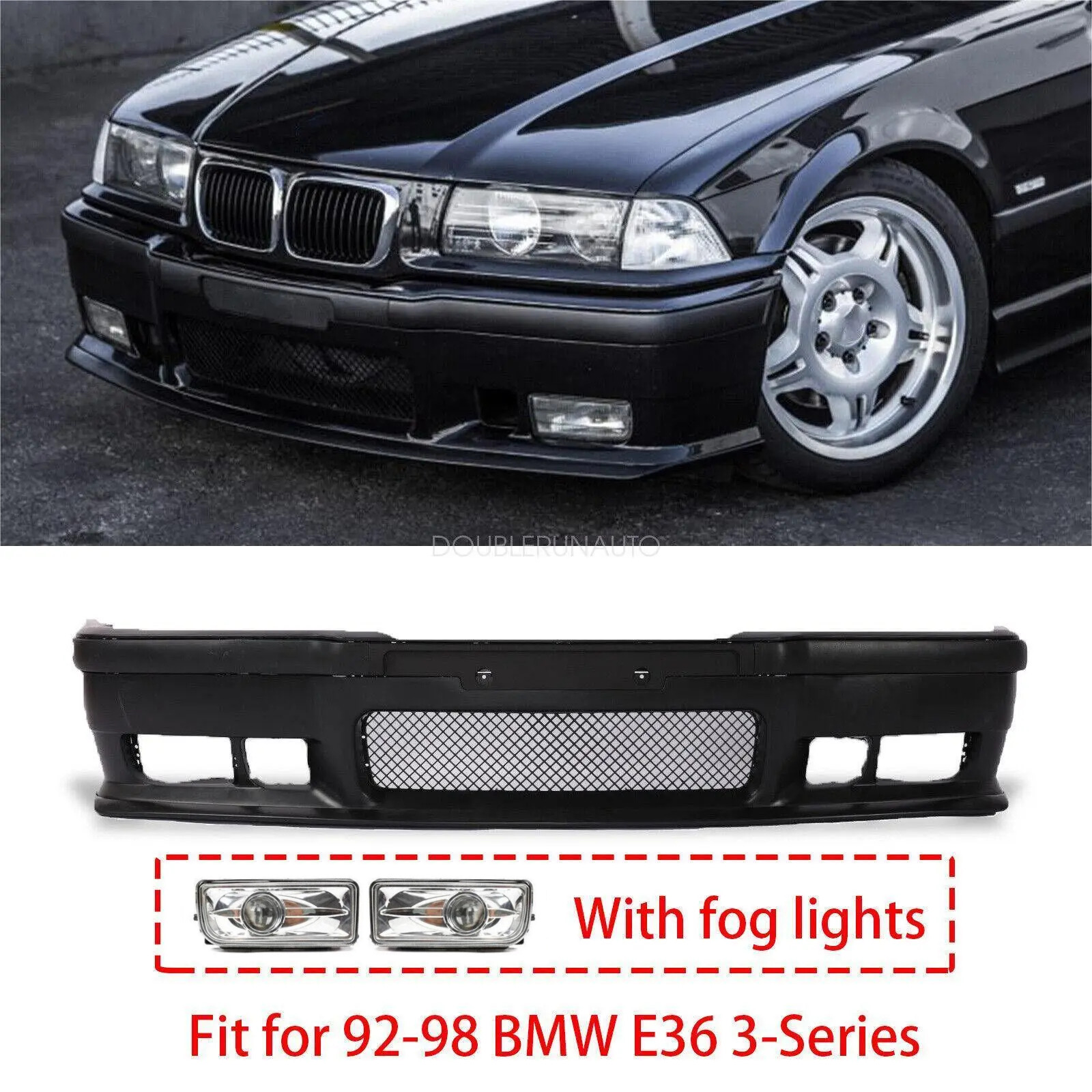 Fit 92-98 BMW E36 3Series M3 Style Replacement Front Bumper Body Kit