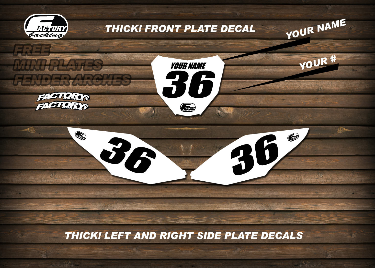 Thick Decals Custom Printed Race Number Backgrounds (ANY COLORS)  MX GRAPHICS