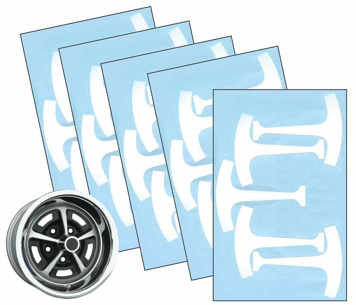 1967-76 Ford Mustang 14 and 15 Magnum 500 Wheel Paint Mask Stencil Kit Set