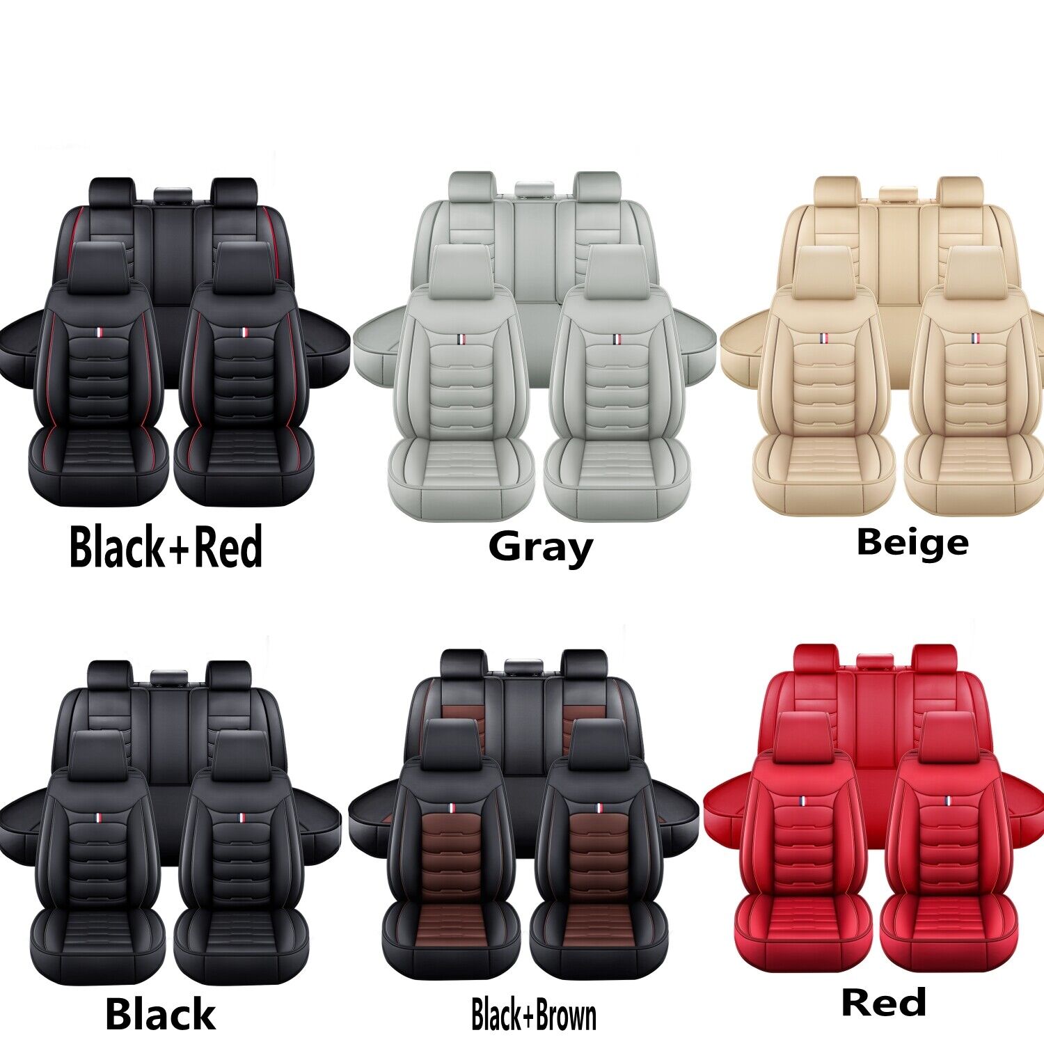 For Ford Car Seat Cover Leather Full Set Front Rear Back Protectors Cushion Mat