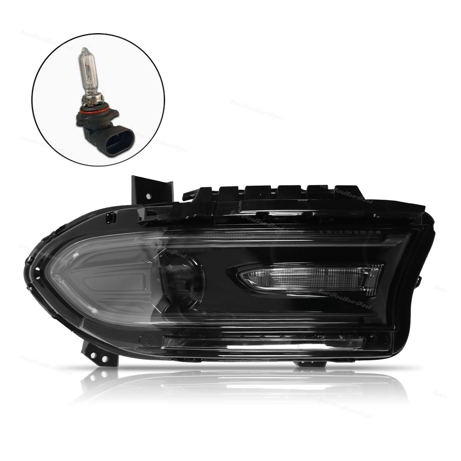 Fit for 2015-2022 Dodge Charger Halogen Projector Headlight w/ LED DRL RH Side