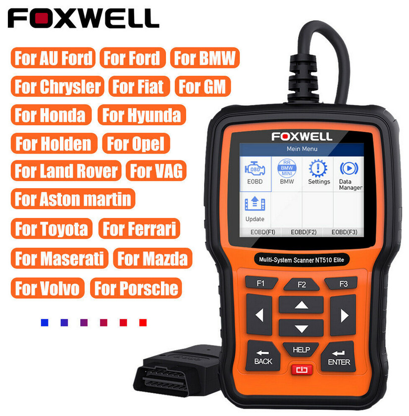 Foxwell NT510 Elite OBD2 Scanner Code Reader Diagnostic ABS SRS for Mitsubishi