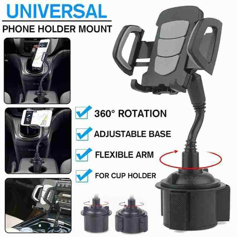 Universal Adjustable Car Mount Gooseneck Cup Holder Cradle For Cell Phone iPhone