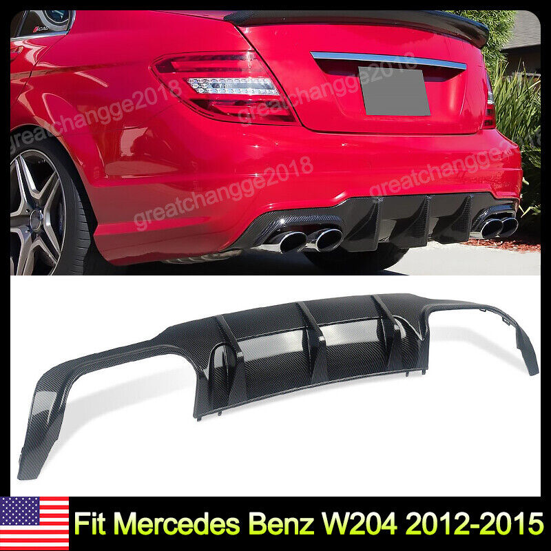 Rear Diffuser For Mercedes W204 C250 C300 C350 C63 AMG 2012-2015 Carbon Look ABS