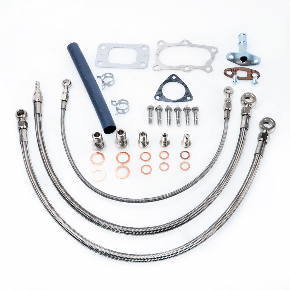TRITDT Fits Nissan RB25DET Skyline Stock T3 Top Mount Oil and Water Line Kit