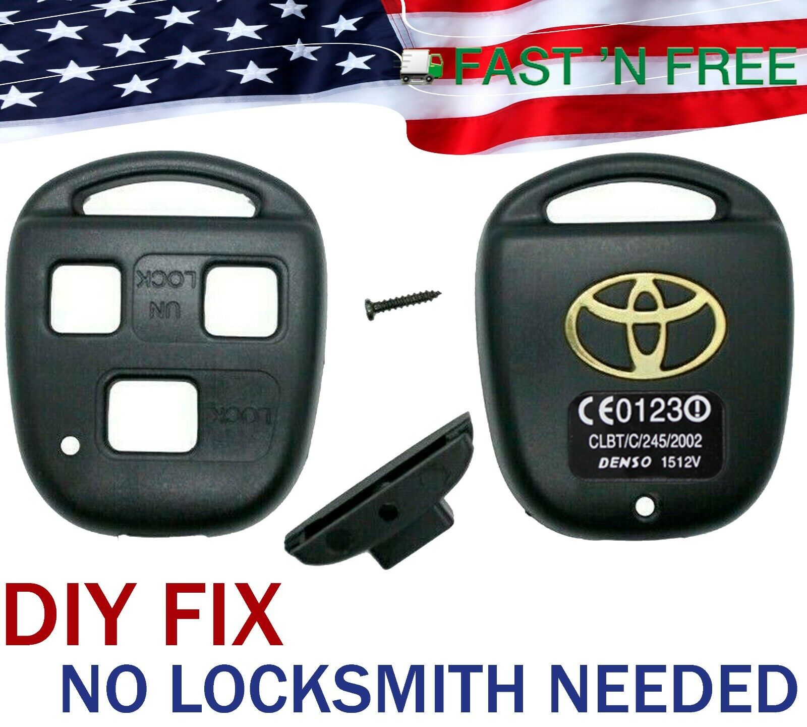 For 2008 - 2014 Toyota FJ Cruiser Remote Key Fob Blade Shell Case DIY FIX