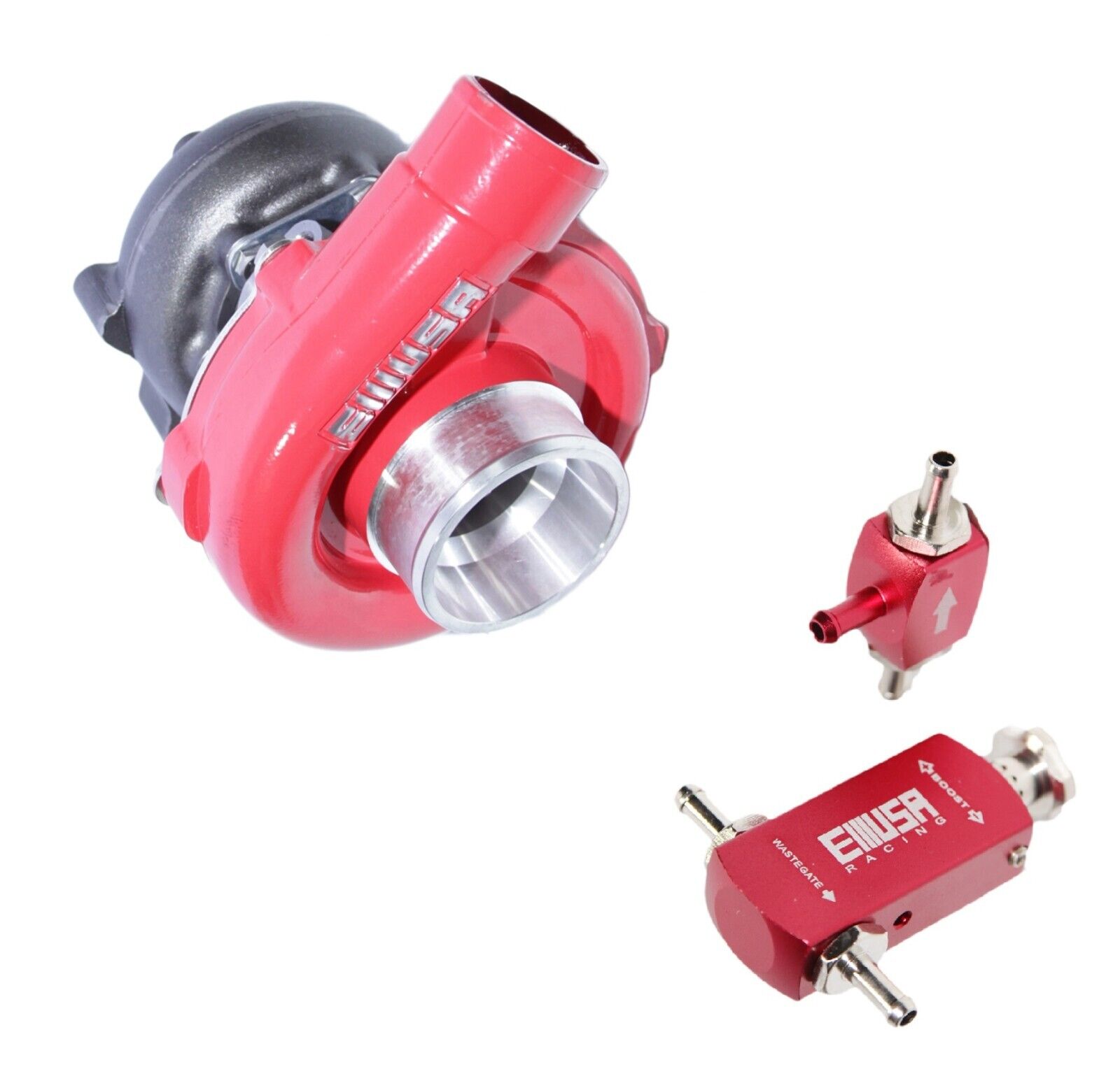 EMUSA T3/T4 T3T4 T04E Turbocharger HYBRID  .63 A/R Turbine+Boost Controller RED
