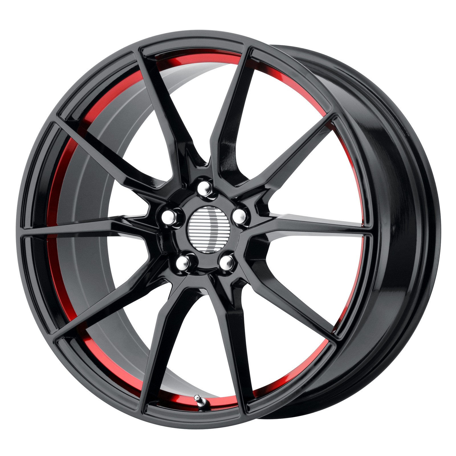 20x10 Performance Replicas PR193 Gloss Black Red Machined Wheel 5x4.5 (40mm)