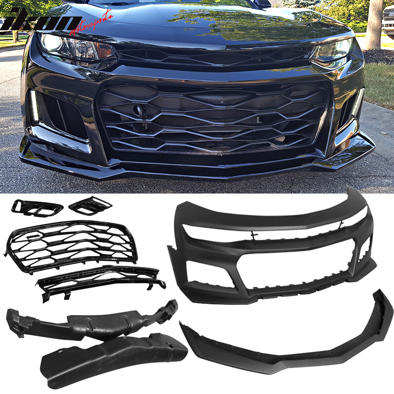 Fits 16-18 Chevy Camaro ZL1 Style Unpainted Front Bumper Cover Conversion w/ Lip