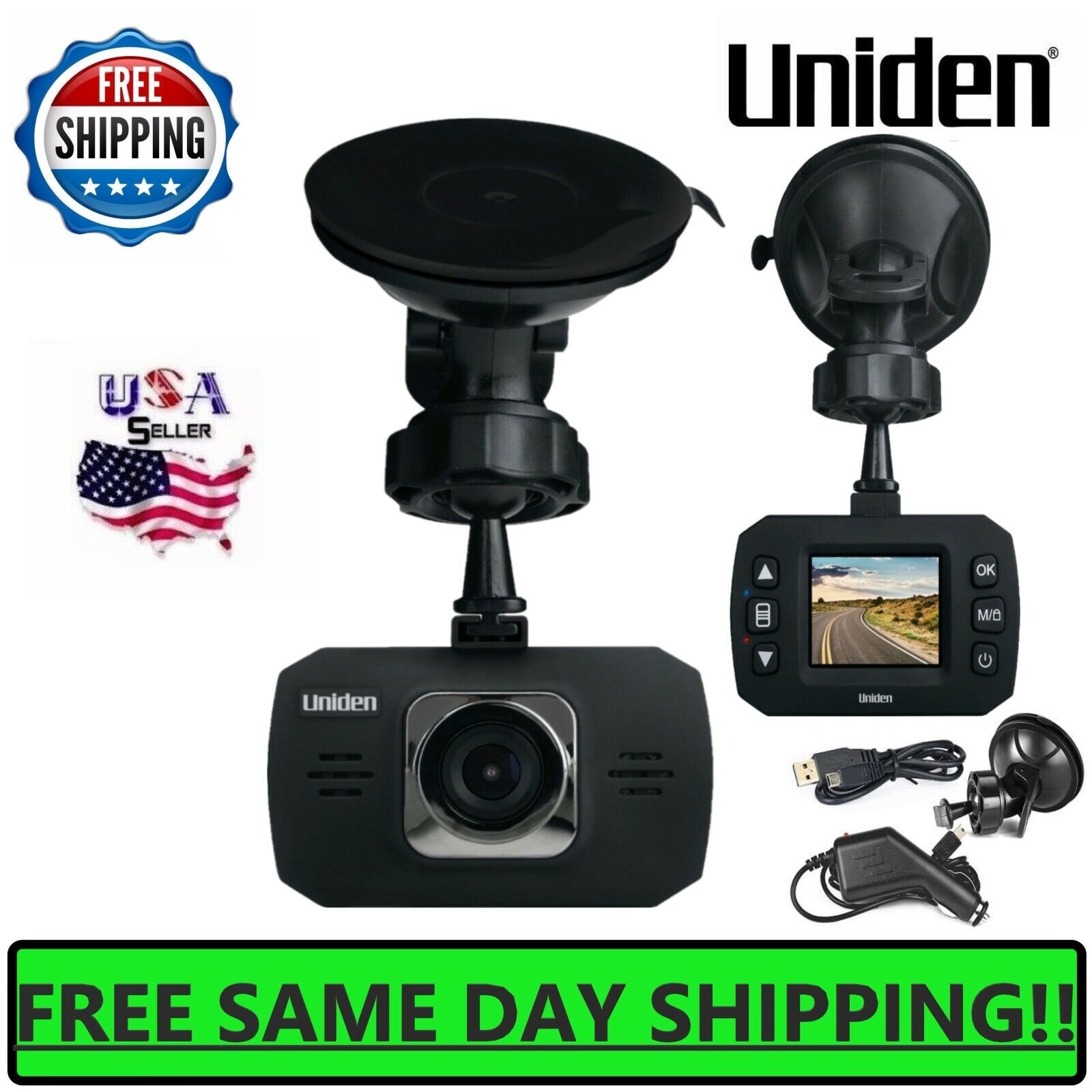 Uniden 1080P Full HD Dash Cam Car Camera Video Mount Recorder Wide View Dvr loop