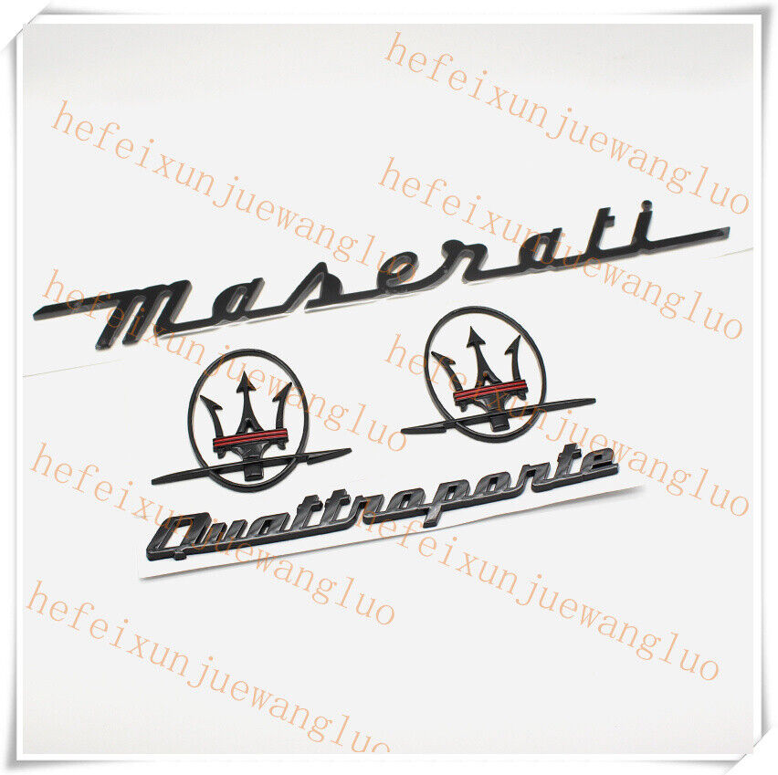 4pc Glossy Black Emblem For Maserati Quattroporte Side Trunk Badges Nameplate