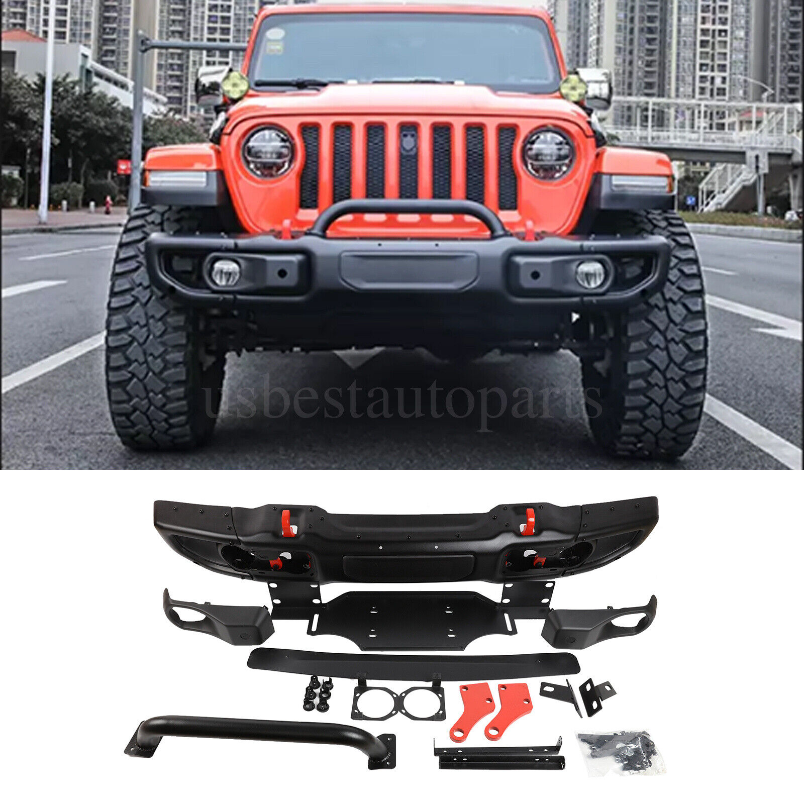 Steel Front Bumper Kit 10th Anniversary Style Fit For Jeep Wrangler JL Gladiator