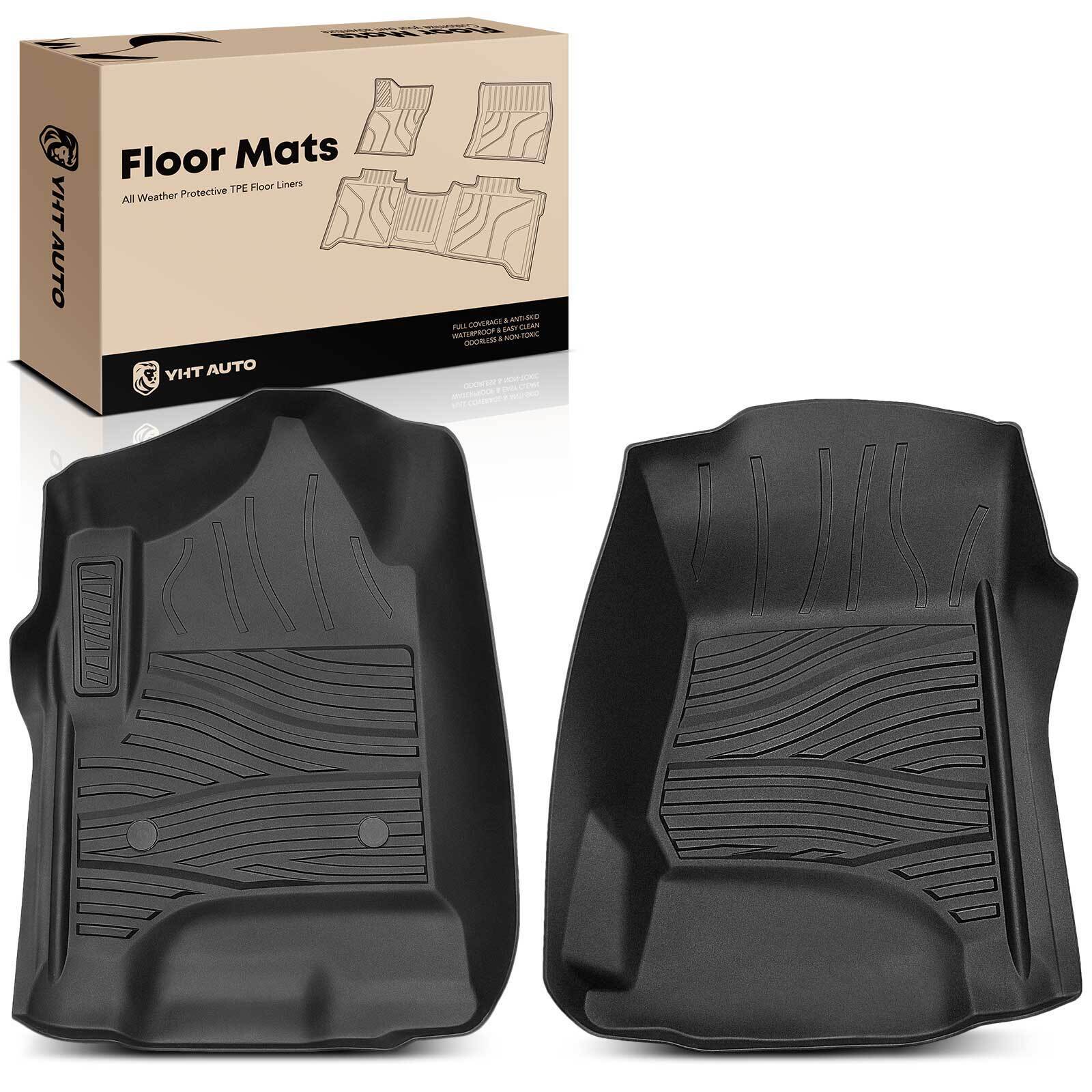 2pcs Black Floor Mats for Chevy Silverado 1500 GMC Sierra 1500 2014-2018 Front