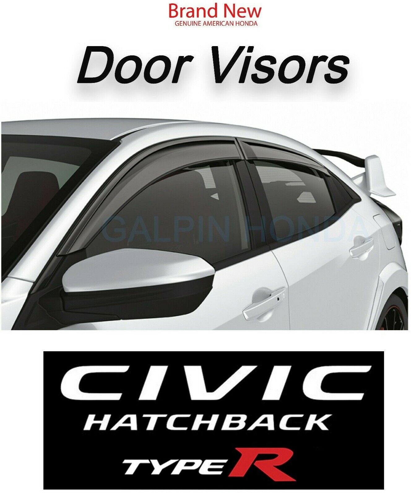 Genuine OEM 17\'-21\' Honda CIVIC TYPE-R HATCHBACK Door Visor Kit [08R04-TGG-101A]