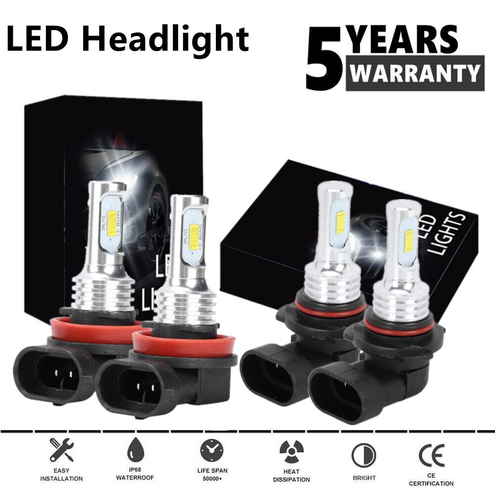 9005+H11 LED Headlight Super Bright Bulbs Kit 8000k White 330000LM High/Low Beam