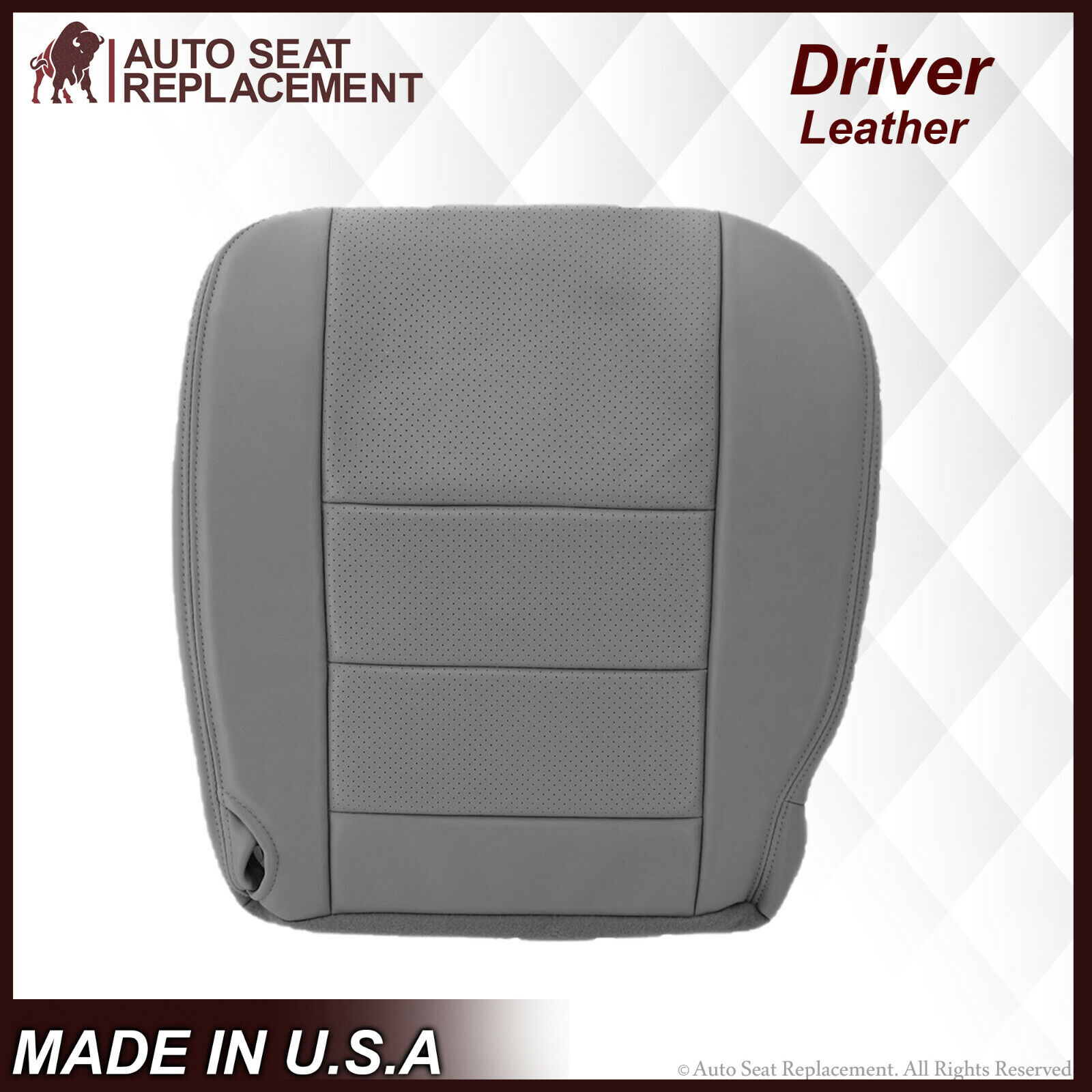2002 2003 Ford F250 F350 Lariat PERFORATED Leather Seat Cover Gray