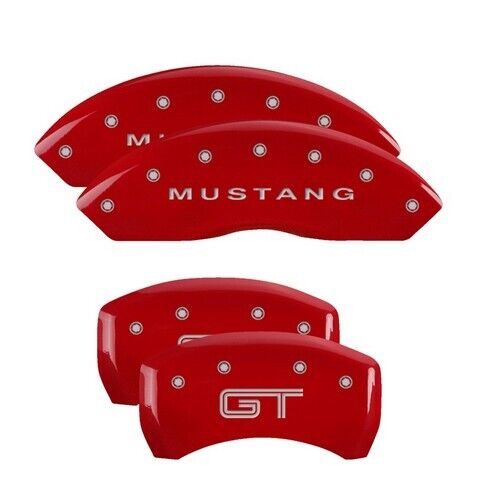 MGP Caliper Covers Set of 4 Red finish Silver Mustang / GT (S197)