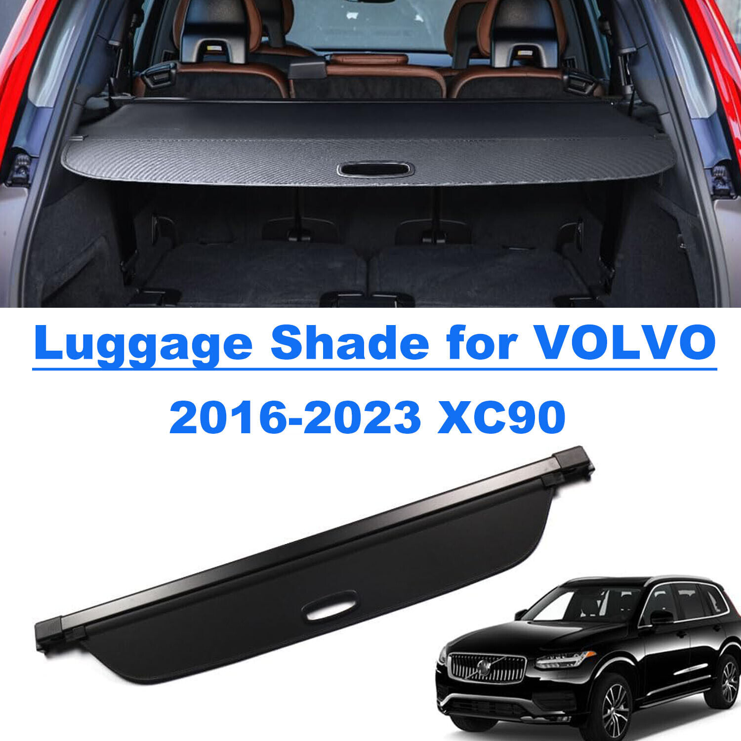Fit Volvo XC90 2016-24 Cargo Cover Retractable Rear Trunk Shield Shade Accessory