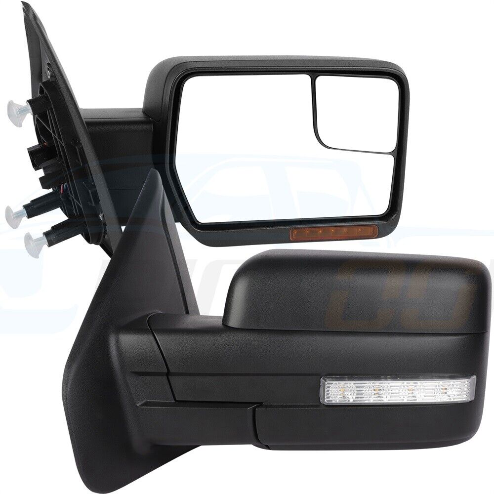Pair For 2004-2014 Ford F150 Tow Mirrors Power Heated Signal Light Side