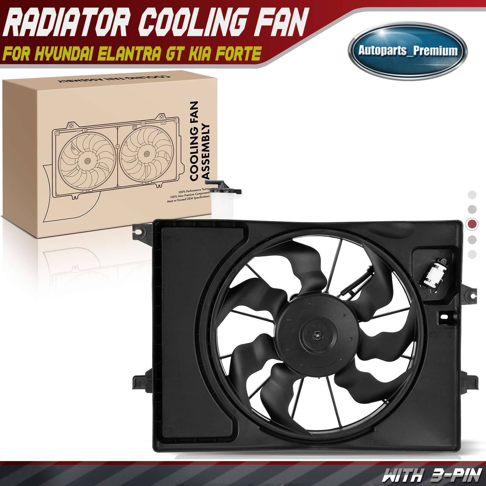 Radiator Cooling Fan Assy w/Shroud for Hyundai Elantra GT Kia Forte Forte Koup