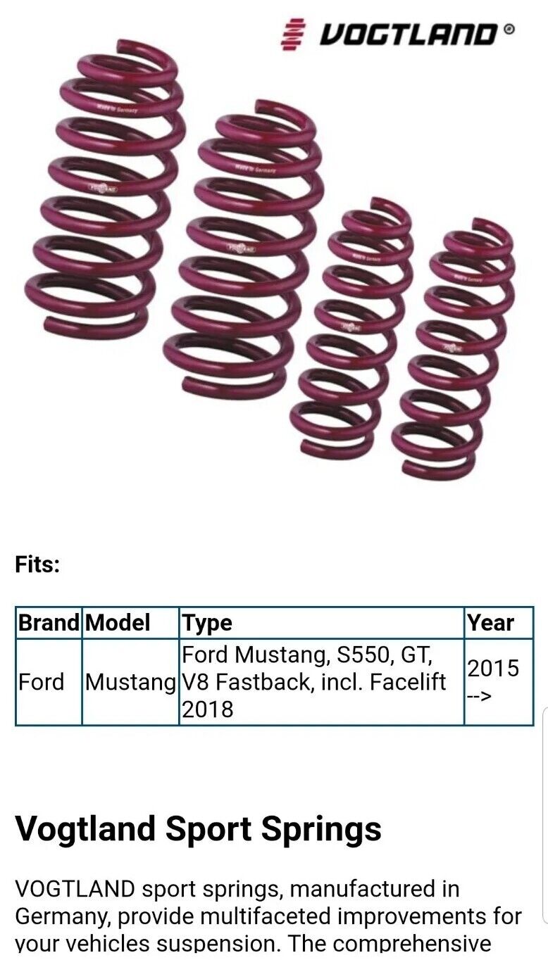 Lowering spring Kit Vogtland 953128 fits Ford  Mustang