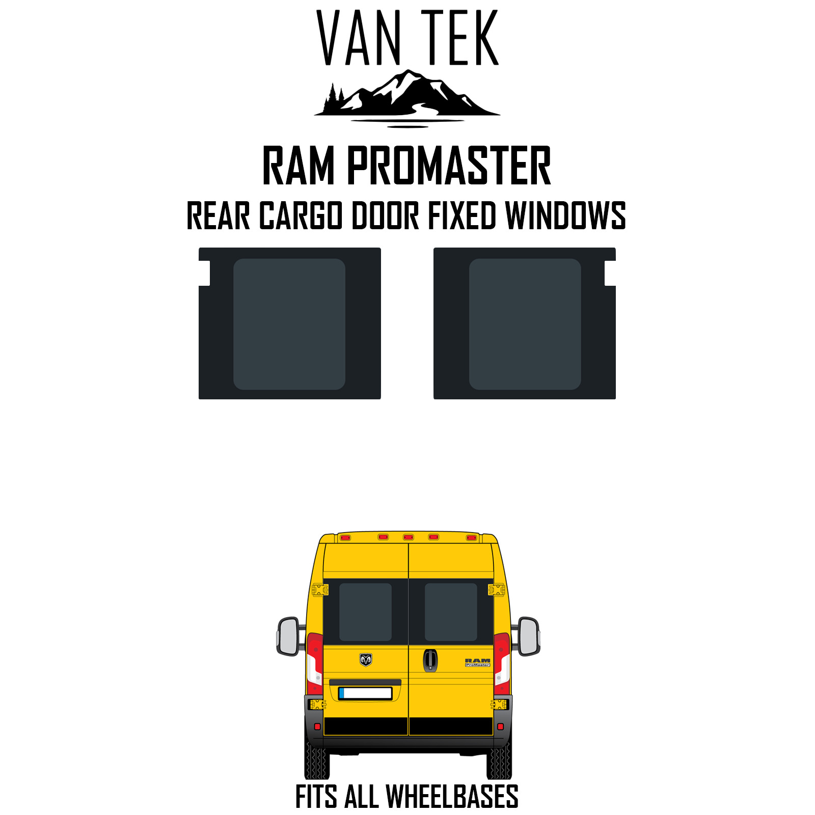 Ram ProMaster Rear Cargo Door Windows 2014 - 2023  Van Tek Glass