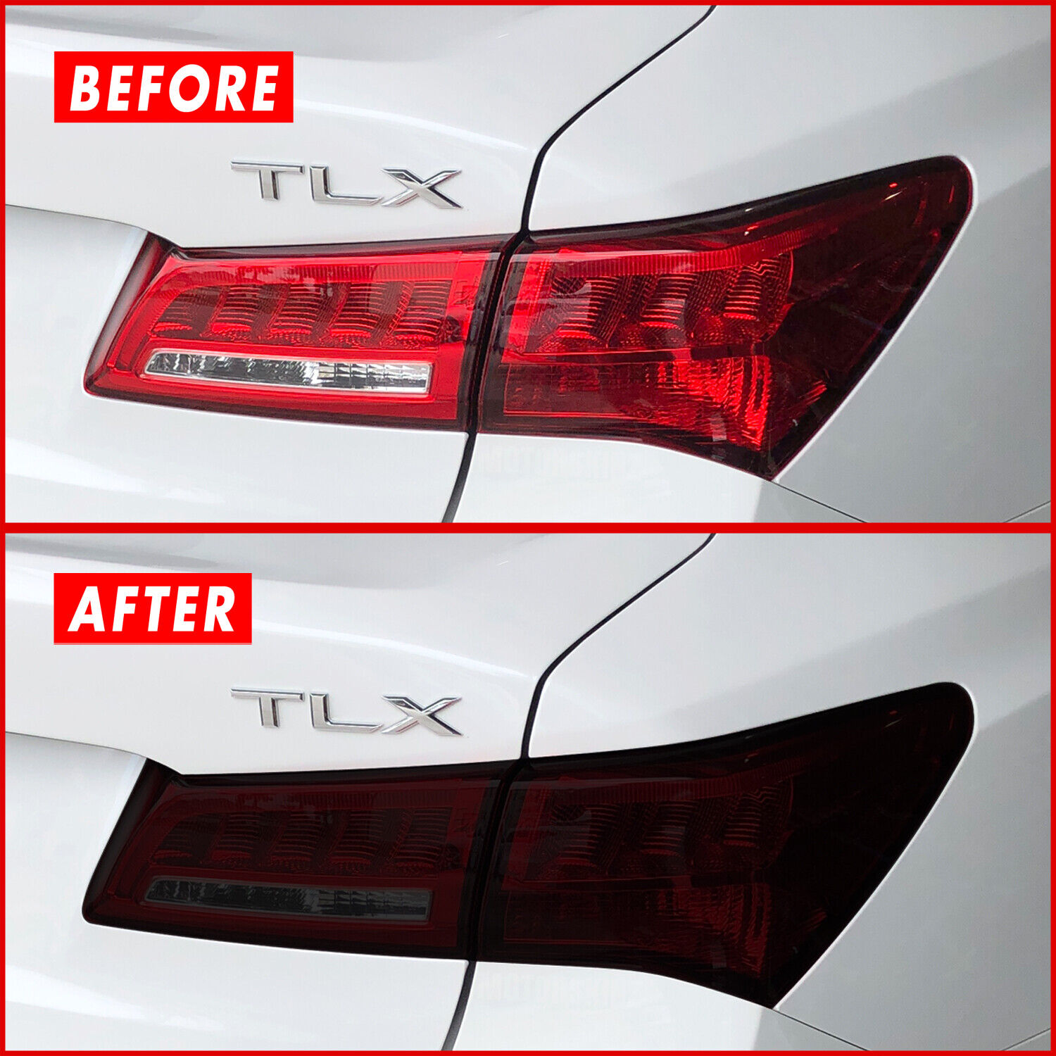 FOR 18-20 Acura TLX Tail Light & Rear Reflector SMOKE Precut Vinyl Tint Overlays