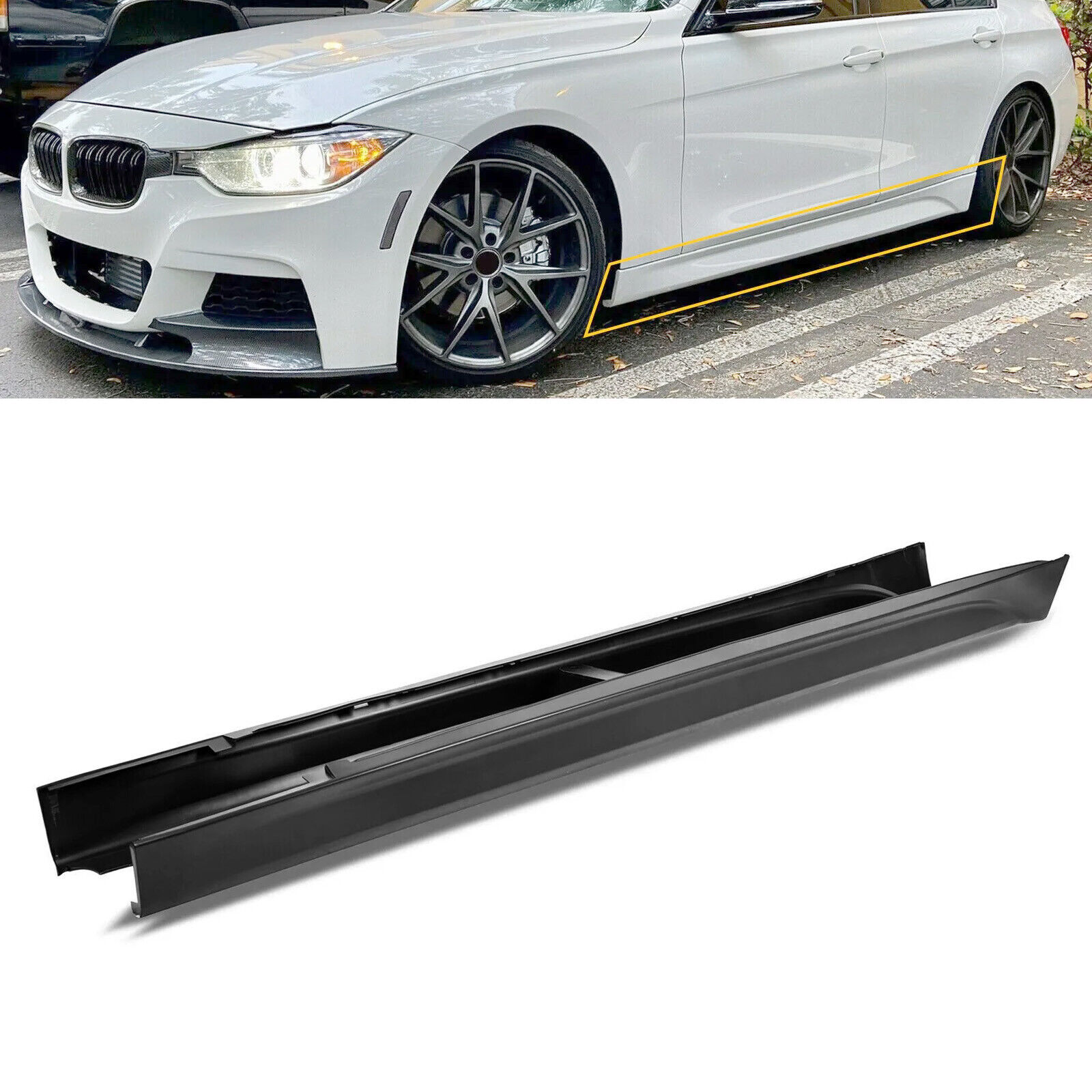For 12-18 F30 F31 M SPORT SIDE SKIRTS EXTENSION PAIR FOR ALL BMW 3 SERIES SEDAN
